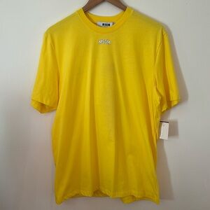 Brand new MSGM Yellow Men's T-Shirt made in ITALY